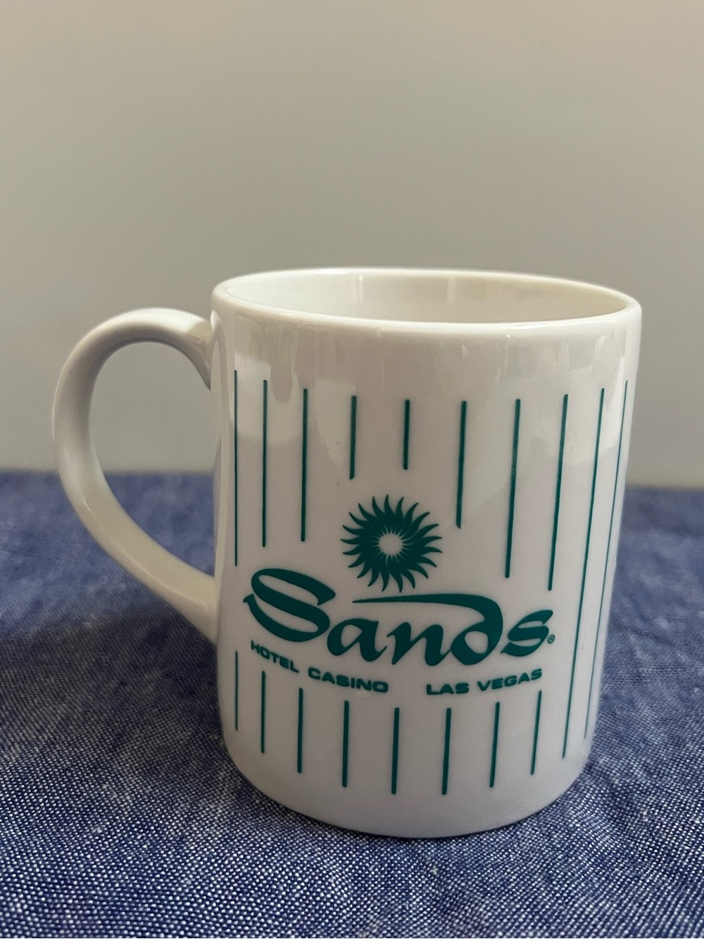 SANDS HOTEL CASINO MUG Las Vegas NV Striped Coffee Tea Soup  Souvenir Cup Drink